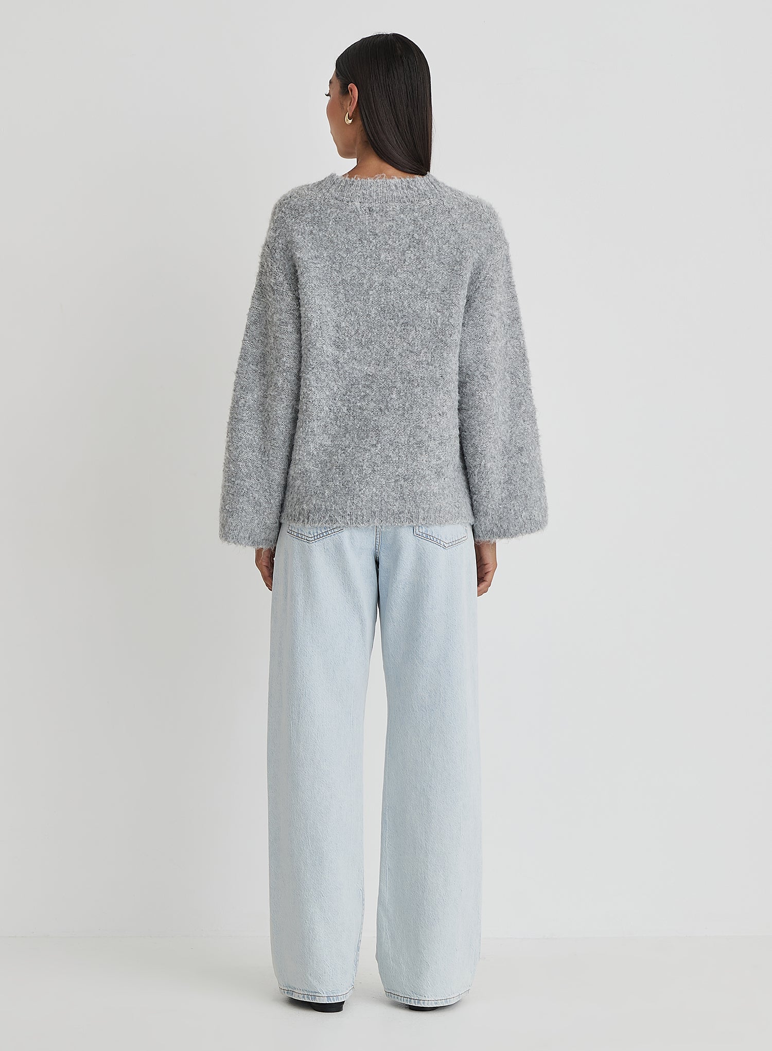 Grey Brushed Knit Cardigan